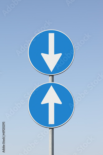 Road signs that point out a contradiction - concept image