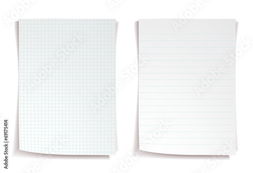 White notebook paper on white background