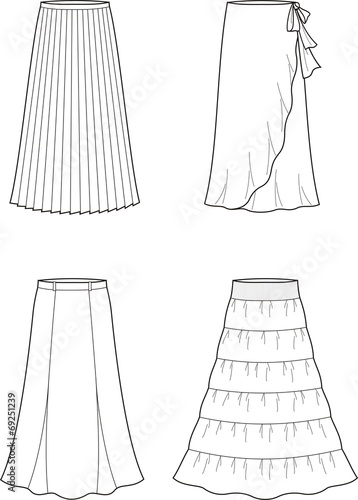 Vector illustration of women's long skirts