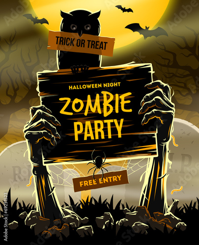 Halloween vector illustration - invitation to zombie party