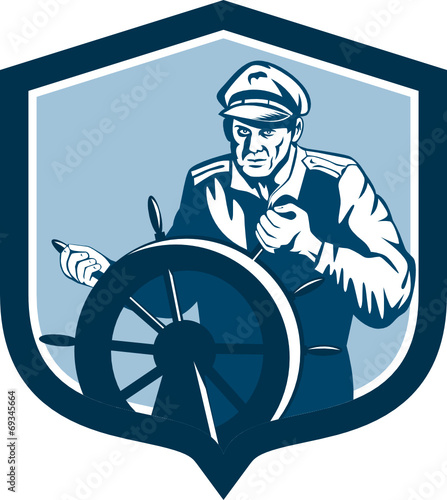 Fisherman Sea Captain Shield Retro
