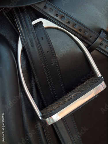 stirrup at dressage saddle. close up