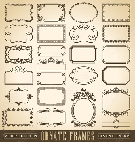 24 hand-drawn vintage frames and panels (vector)