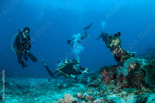 Divers in Gili Lombok Nusa Tenggara Barat Indonesia underwater