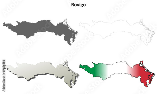 Rovigo blank detailed outline map set