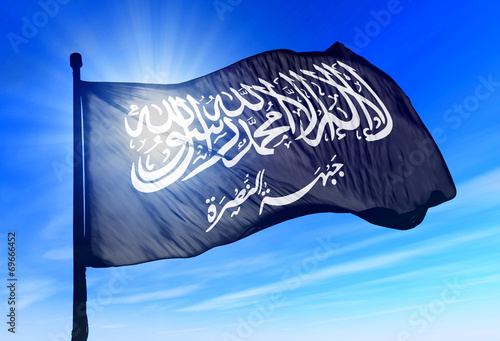 Al-Nusra Front flag waving on the wind