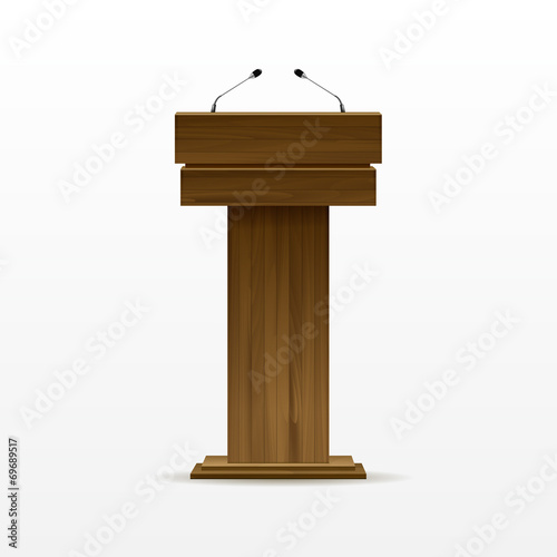 Wood Podium Tribune Rostrum Stand with Microphone