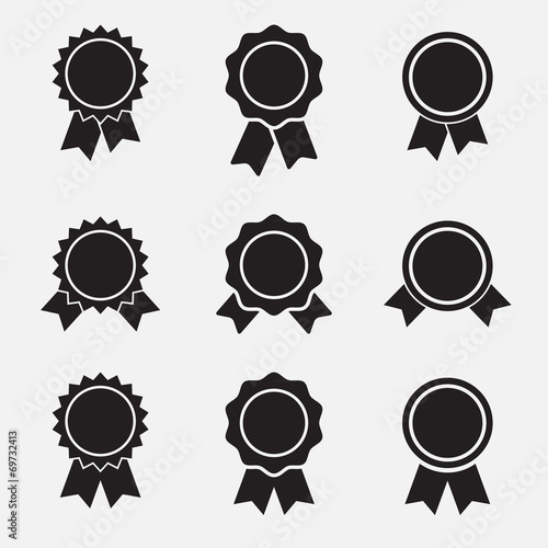 Badge with ribbons icon, vector set, simple flat design