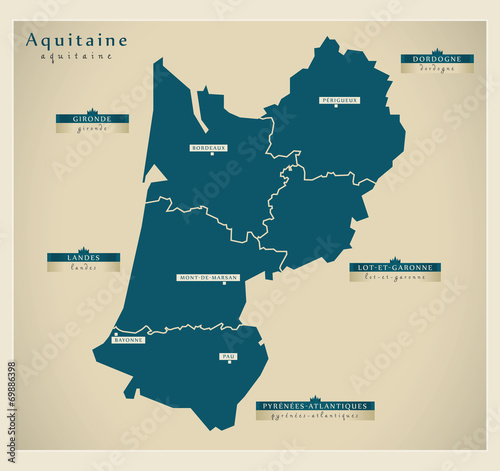 Moderne Landkarte - Aquitaine FR