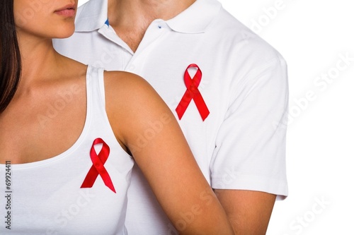 Couple supporting aids awareness together