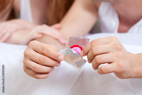 Couple with a condom