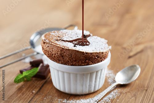 Delicious individual chocolate souffle