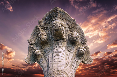 Five headed Naga (mythological snake) ancient Buddhist statue