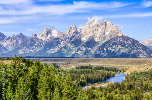 Grand Teton mountains scenic view with Snake river
