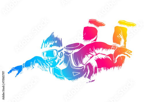 Sketch illustration of a sky diver