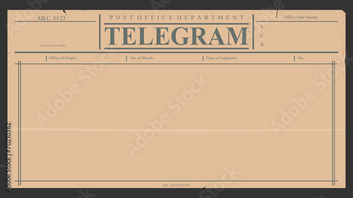 Blank telegram in retro style.