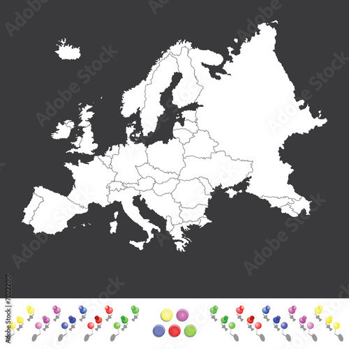 Outline on clean background of the continent of Europe