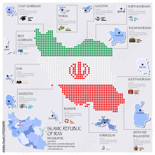 Dot And Flag Map Of Islamic Republic Of Iran Infographic Design