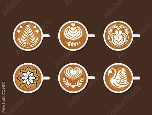 Set of Latte Art White Cup