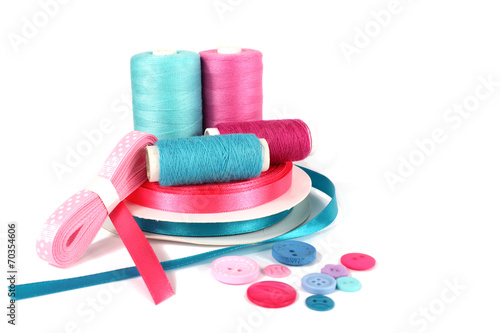 ribbons and thread sewing items