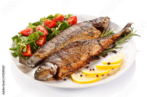 Fish dish - fried fish fillet with vegetables