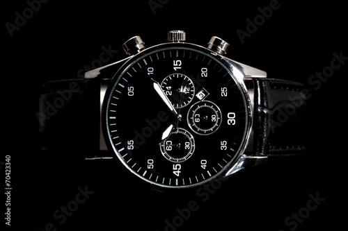 modern watch isolated on a black background