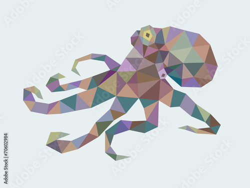 Octopus animal triangle low polygon style
