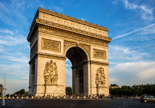 Arch of Triumph (Arc de Triomphe) with dramatic sky