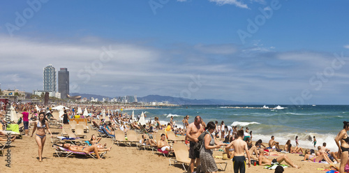 Crowded beach of Barceloneta - Barcelona