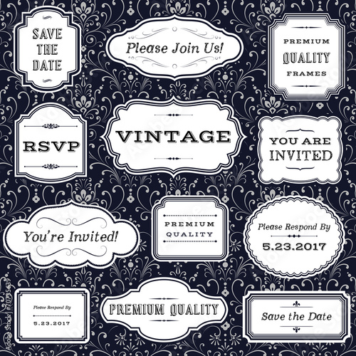 Vintage Frames on Damask Background