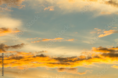 Fiery orange sunset sky