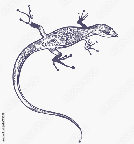 Lizard with a scaly pattern. Beautiful illustration.