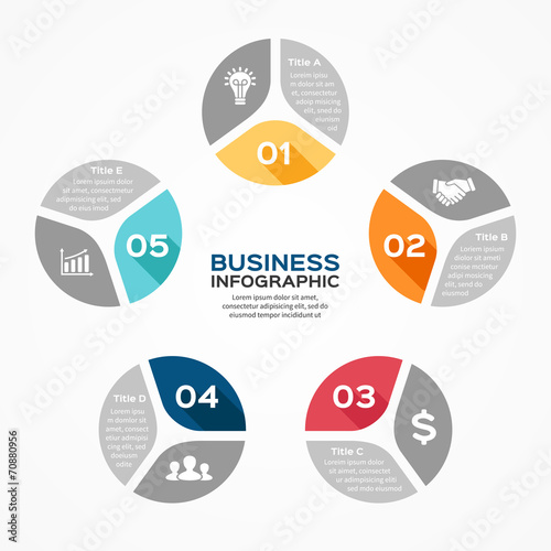 Circle infographic, diagram, presentation 5 options