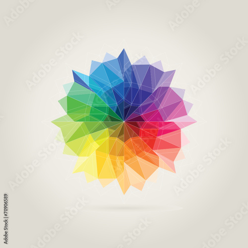 color wheel polygon in beige background