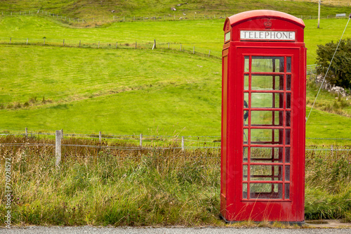 Classical red British phone box