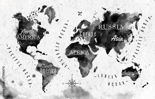 Atramentowa mapa świata