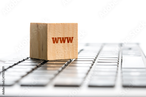 WWW Wooden Block on Computer Keyboard