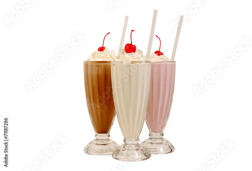 Milk shakes isolated on white