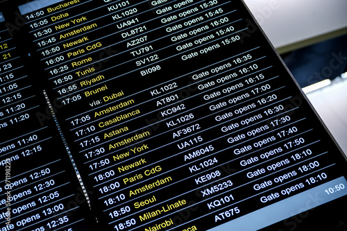 Departures flight information schedule in international airport