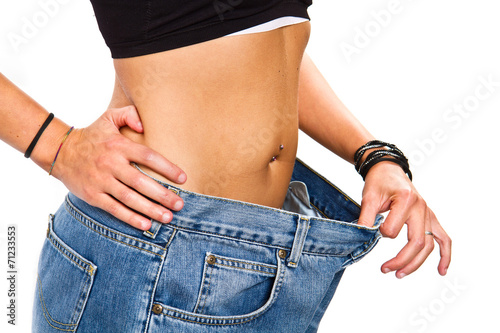  young woman with big jeans 