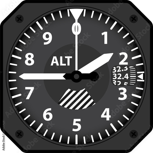 Vector illustration of analogical aircraft altimeter