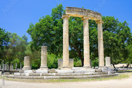 Philippeion building remains at ancient Olimpia, Greece