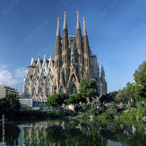 view of Sagrada Familia cathedral in Barcelona in Spain