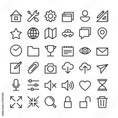 Apps user interface basic simple icons set