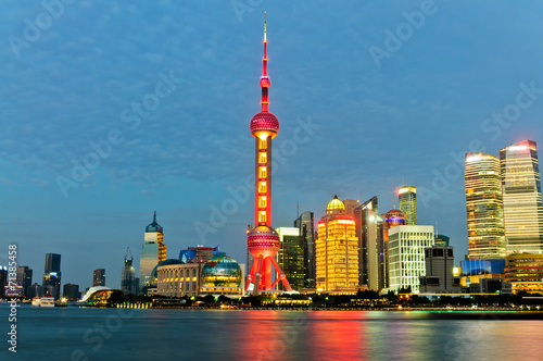Shanghai Oriental pearl city night scene in China
