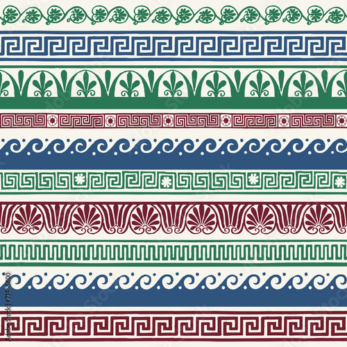 Greek style seamless borders - hand drawing