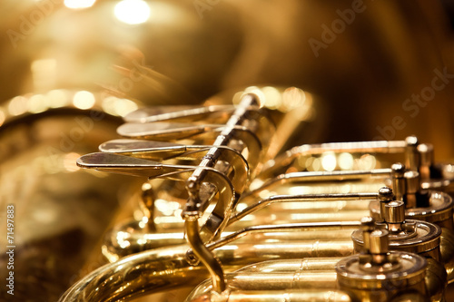 Detail of valve tubas closeup