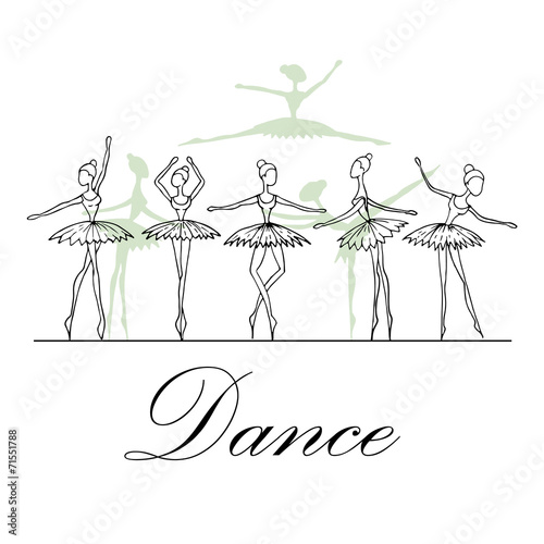 Vector illustration with fragile dancers in dance