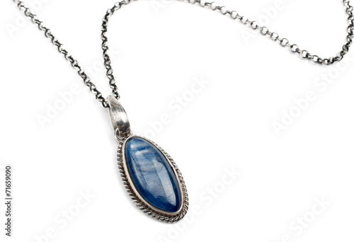 Silver pendant with kyanite