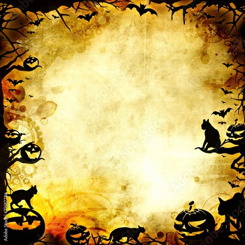 vintage halloween frame background or texture